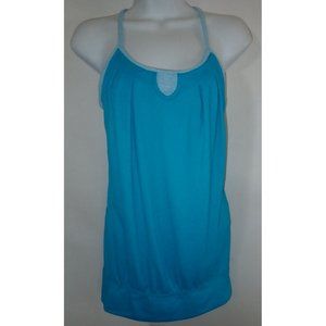 Lululemon Women Size 4 Teal Blue Layered strappy‎ Built in Bra Tank Top Workout